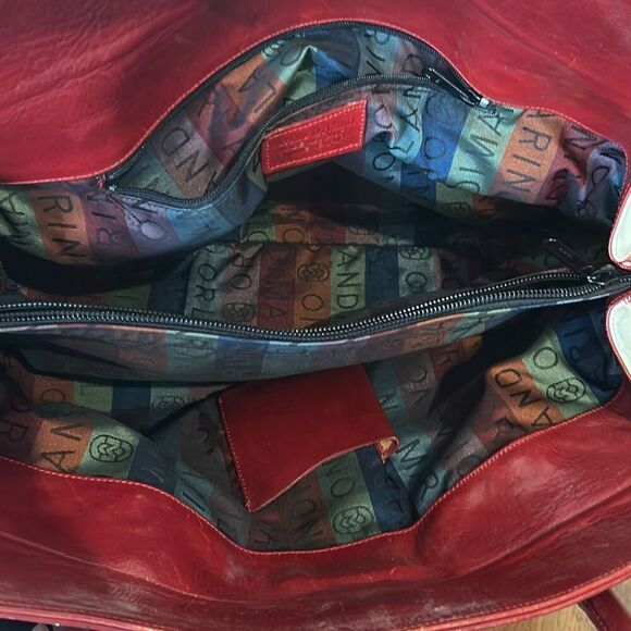 Marino Orlandi luxury red and white leather satchel handbag vintage - Picture 8 of 9